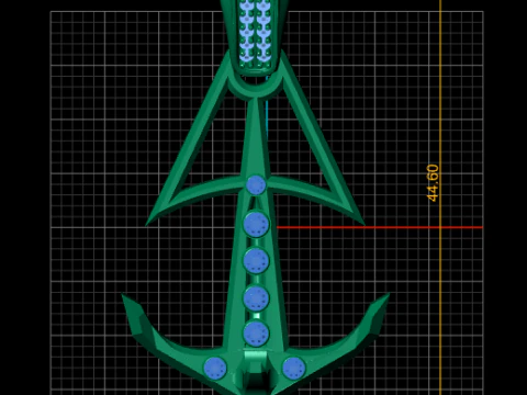 Anchor Diamond Pav Pendant 3D Print Model