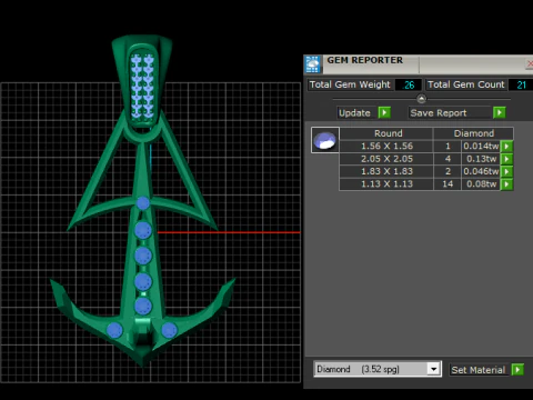 Anchor Diamond Pav Pendant 3D Print Model