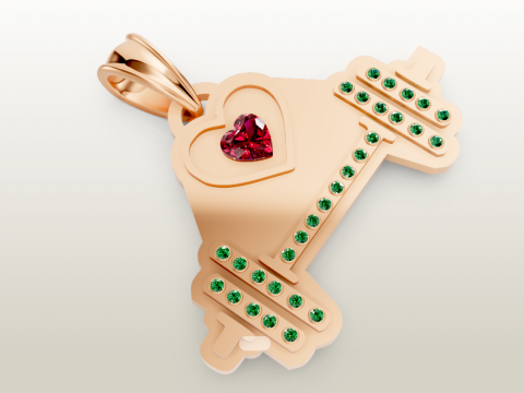 Lab Ruby Amethyst Puppy Love Necklace pendant Modelo de Impressão 3D