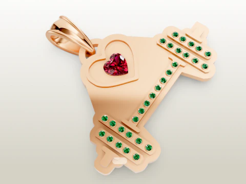 Lab Ruby Amethyst Puppy Love Necklace pendant 3D Print Model