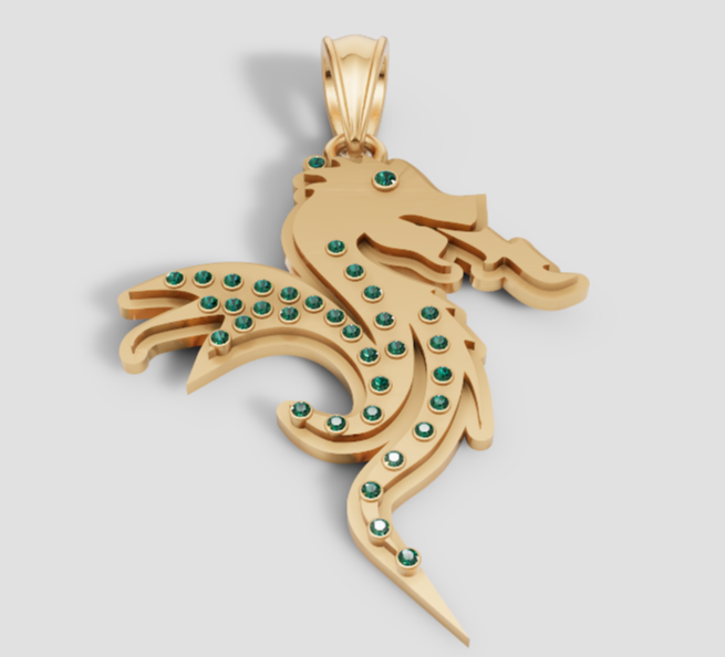 Cazador Sea Animal Seahorse Pendant Necklace PENDANT Modelo de impresión 3D .c4d .max .obj .3ds .fbx .stl .blend 