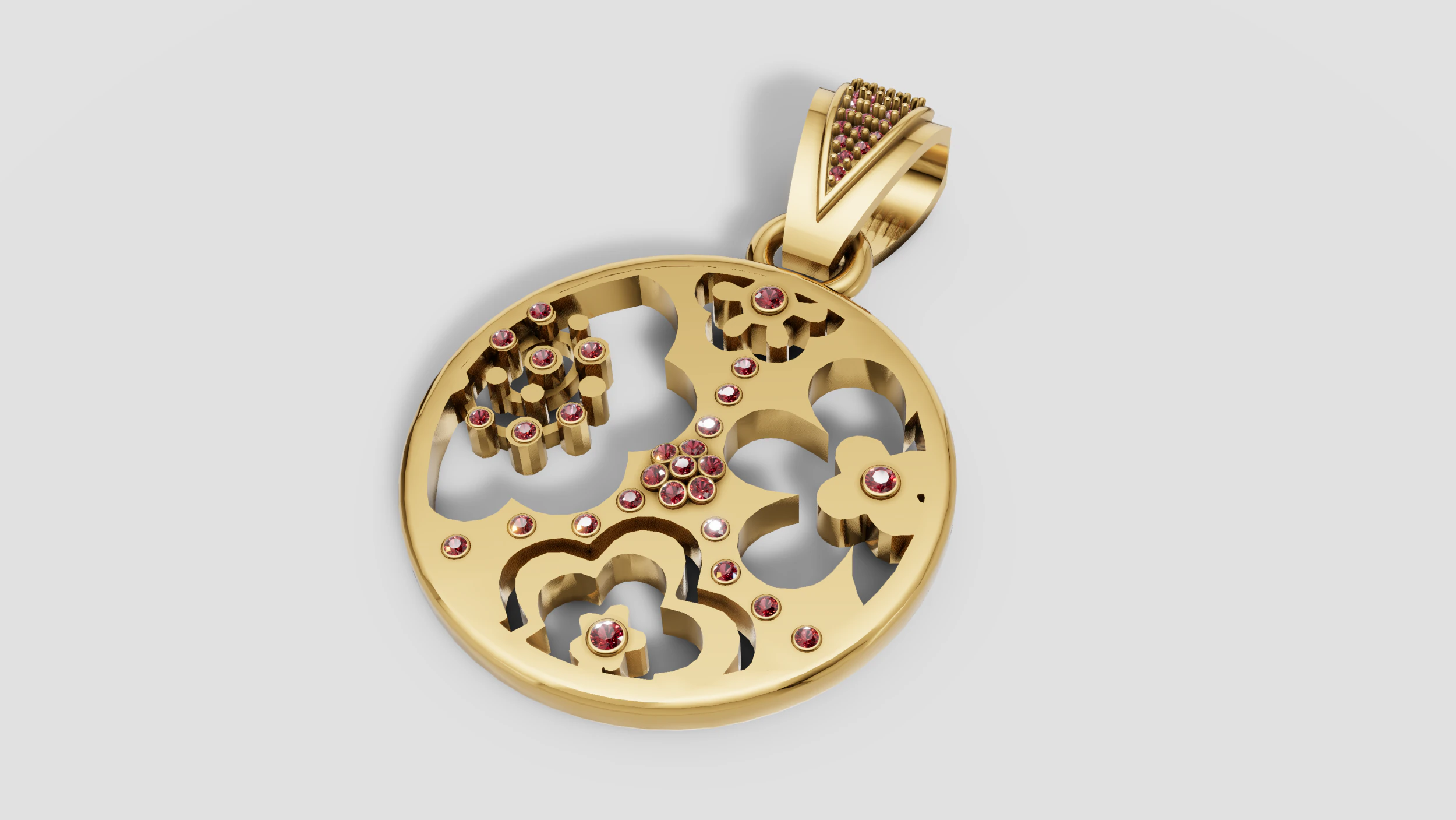 Dainty Gold Jewelry for Girls Sparkle Gemstone Pendant 3D Print Model .c4d .max .obj .3ds .fbx .stl .blend 