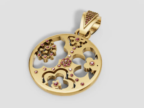 Dainty Gold Jewelry for Girls Sparkle Gemstone Pendant 3D Print Model