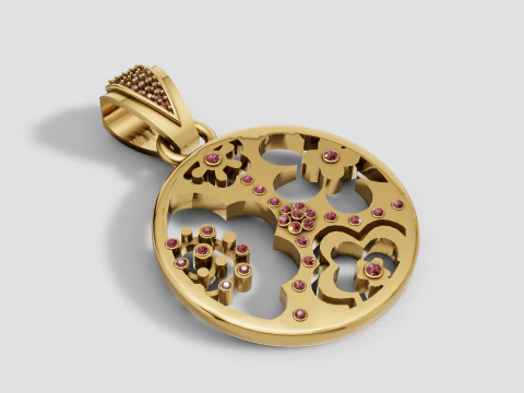 Dainty Gold Jewelry for Girls Sparkle Gemstone Pendant 3D Print Model