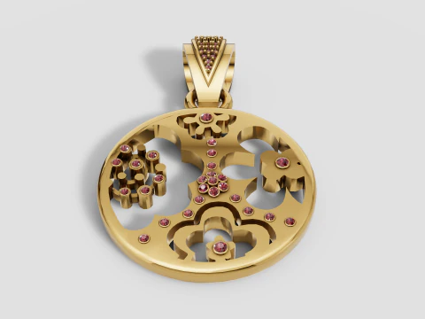 Dainty Gold Jewelry for Girls Sparkle Gemstone Pendant 3D Print Model