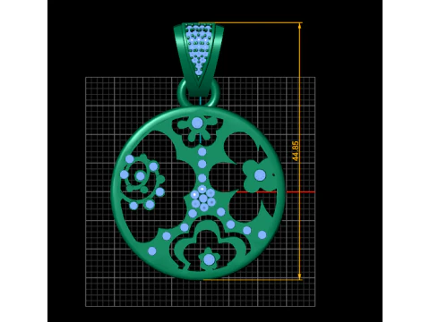 Dainty Gold Jewelry for Girls Sparkle Gemstone Pendant 3D Print Model