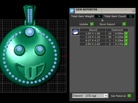 Happy Charm Reversible Diamond And Sapphire P 3D Print Model