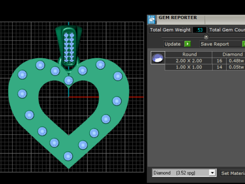 Lab-Grown Diamond Heart Necklace PANDANT Modelo de impresión 3D