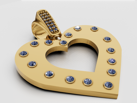 Lab-Grown Diamond Heart Necklace PANDANT 3D-printmodel
