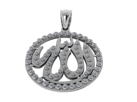 Round Allah Pendant Necklace Islamic Muslim Pakistan pendant 3D-Druckmodell