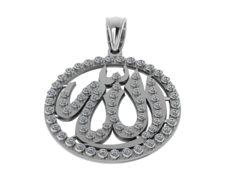 Round Allah Pendant Necklace Islamic Muslim Pakistan pendant 3D Print Model
