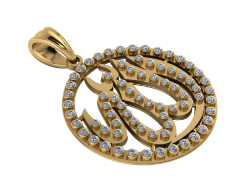Round Allah Pendant Necklace Islamic Muslim Pakistan pendant 3D-Druckmodell