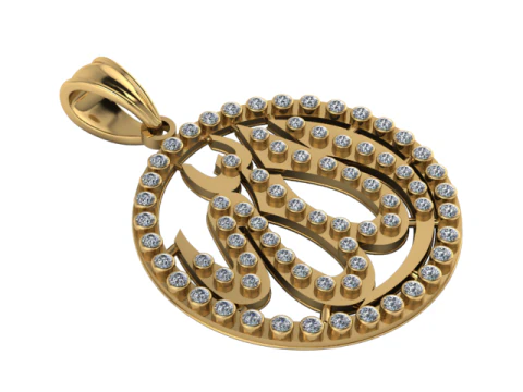 Round Allah Pendant Necklace Islamic Muslim Pakistan pendant 3D Print Model