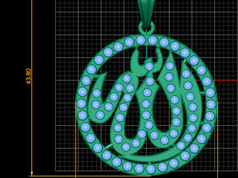 Round Allah Pendant Necklace Islamic Muslim Pakistan pendant 3D Print Model