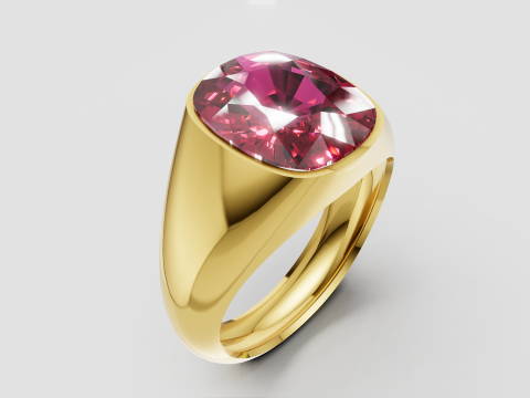 Ruby Gemstone Oval Ring pendant 3D Print Model