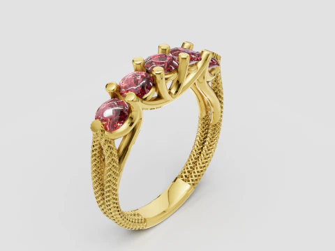 Natural gemstone rhodolite set pendant 3D Print Model