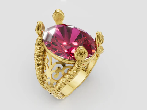 Oval Design Garnet pendant 3D Print Model