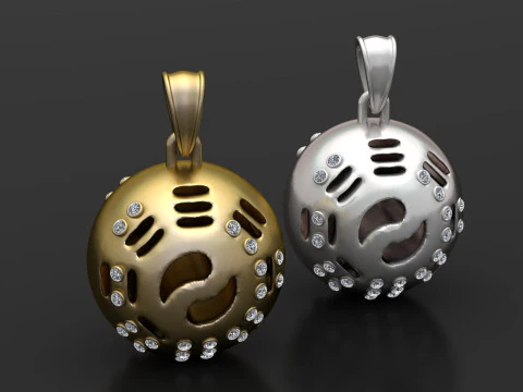 WISIOREK z diamentowymi, ż&oacute;łtymi złotymi drobnymi naszyjnikami Model do druku 3D