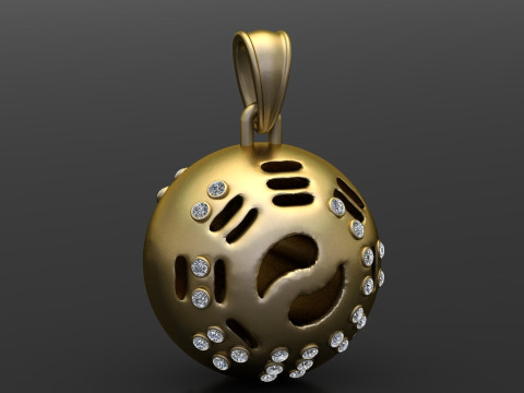 Diamond Yellow Gold Fine Necklaces PENDENT 3D Print Model