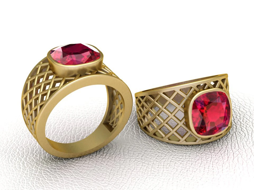 Gold Plated Brass Ring 3D Print Model .c4d .max .obj .3ds .fbx .stl .blend 