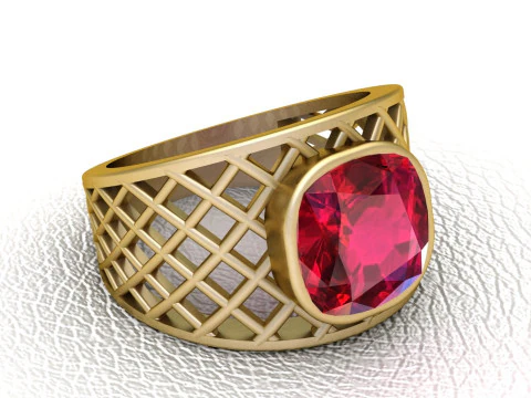 Gold Plated Brass Ring 3D Print Model