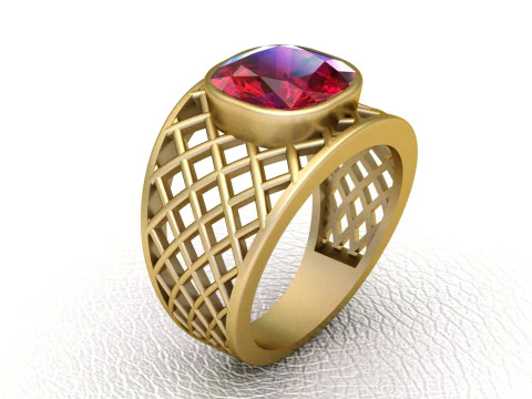 Gold Plated Brass Ring 3D Print Model
