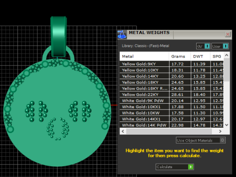 ゴールドペンダント 3Dプリントモデル