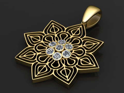 Yellow Gold Necklaces pendent 3D Print Model