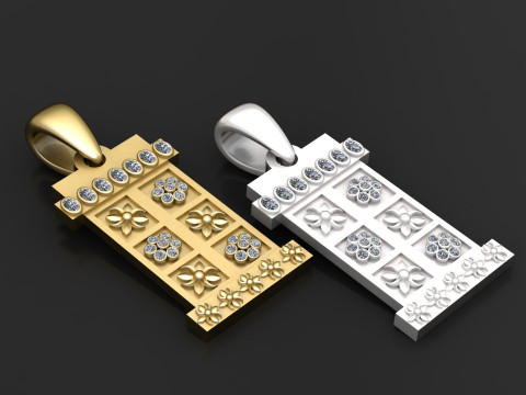 Rectangular floral pendant 3D-Druckmodell