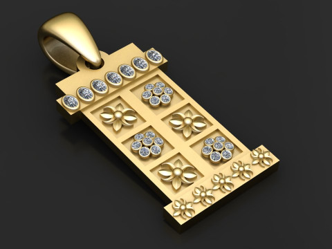 Rectangular floral pendant 3D-Druckmodell