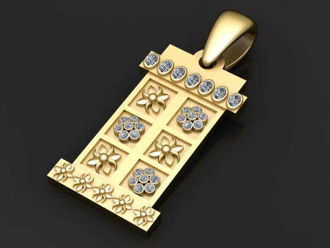 Rectangular floral pendant 3D Print Model