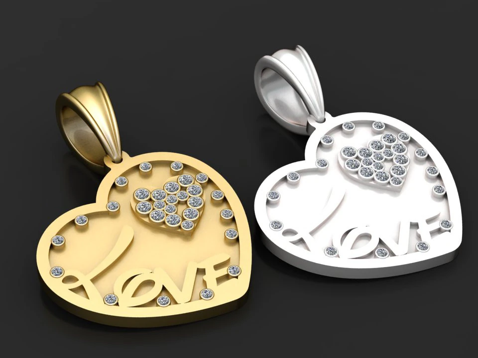 Heart love pendant 3D Print Model .c4d .max .obj .3ds .fbx .stl .blend