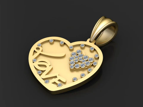Heart love pendant 3D Print Model