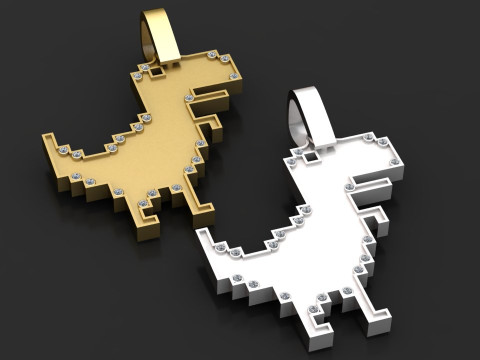 Pixel dinosaur pendant 3D-Druckmodell