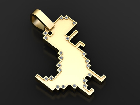 Pixel dinosaur pendant 3D-Druckmodell