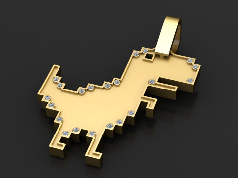 Pixel dinosaur pendant 3D-Druckmodell