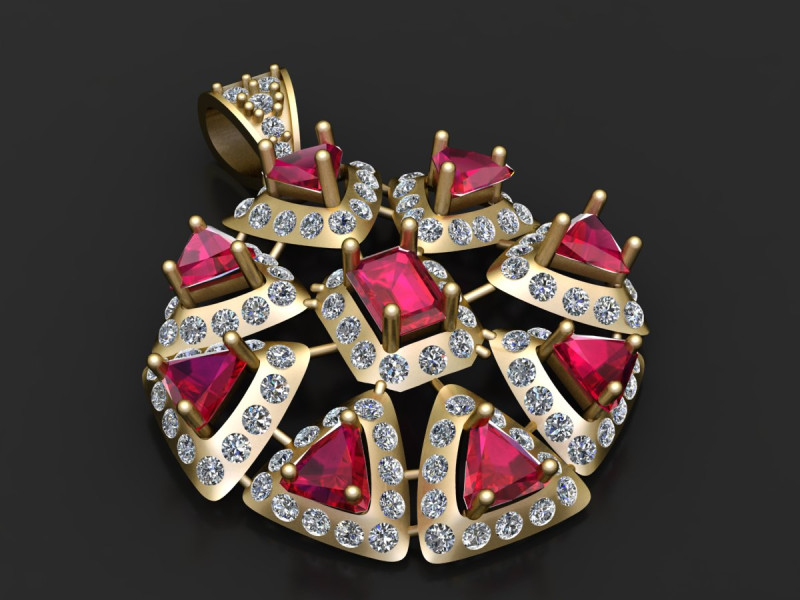 Ruby cluster pendant Modèles 3D en vedette .c4d .max .obj .3ds .fbx .stl .blend