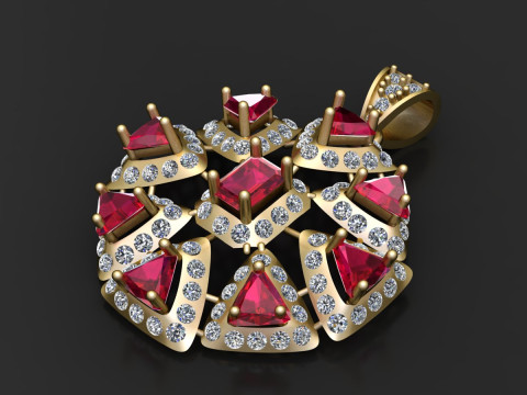 Ruby cluster pendant Modèles 3D en vedette