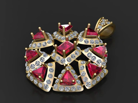 Ruby cluster pendant 3D Print Model