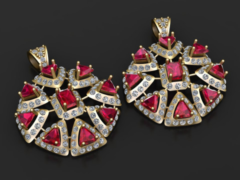Ruby cluster pendant Modèles 3D en vedette