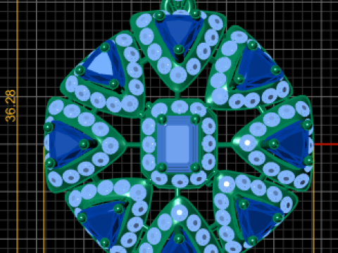 Ruby cluster pendant Modèles 3D en vedette