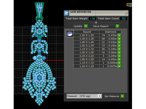 Teardrop diamond pendant 3D Print Model