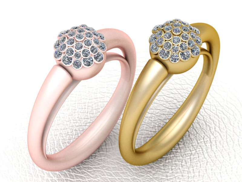 Rose gold diamond ring 3Dプリントモデル .c4d .max .obj .3ds .fbx .stl .blend