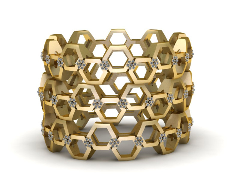 Honeycomb rose gold ring Modèles 3D en vedette .c4d .max .obj .3ds .fbx .stl .blend
