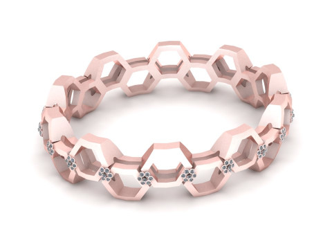 Honeycomb rose gold ring Modèles 3D en vedette