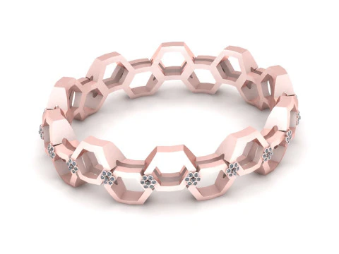 Honeycomb rose gold ring 3D Print Model