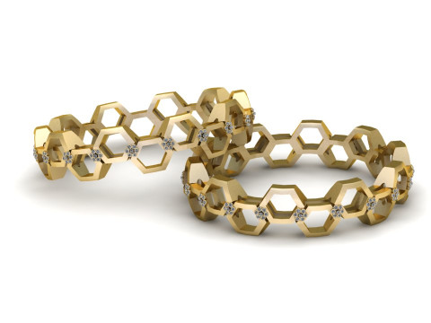 Honeycomb rose gold ring Modèles 3D en vedette