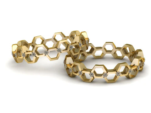 Honeycomb rose gold ring 3D Print Model