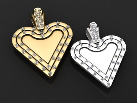 Gold diamond pendant Modèles 3D en vedette