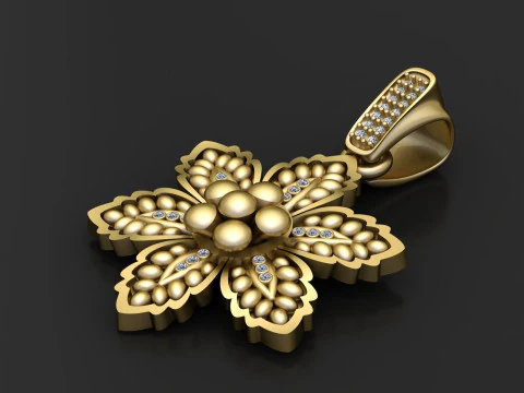 Gold flower jewelry 3D Print Model